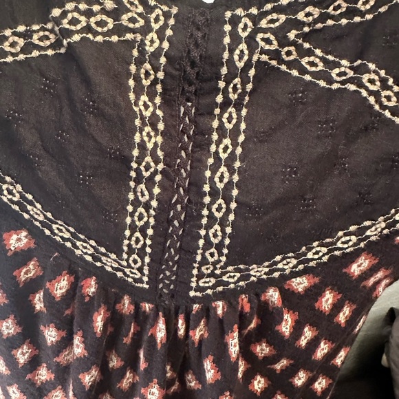 Lucky Brand Cream Black Brown Boho Style Sleeveless Tank Top Size Large - Picture 4 of 5